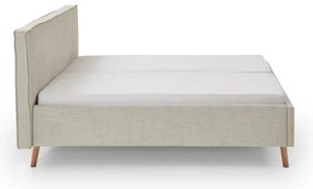 Kremowe tapicerowane łóżko dwuosobowe ze schowkiem i stelażem 160x200 cm Riva – Meise Möbel