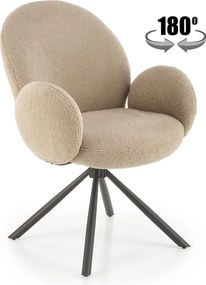 Obrotowy fotel jadalniany K498 z tkaniny bouclé