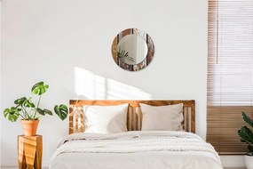 Lustro dekoracyjne okrągłe Vintage ciemne drewno