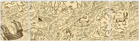 Obraz - Zabytkowa mapa, ilustracje (170x50 cm)