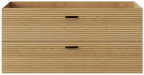 Szafka pod umywalkę na nóżkach z prążkowanym frontem - 2 szuflady - Jasne drewno - 120 cm - SARONE