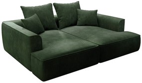 Kanapa 3-osobowa z głębokim siedziskiem z zielonego sztruksu - PINETA