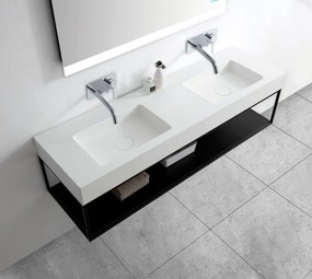 Podwójna umywalka ścienna BA8015 z odlewu mineralnego