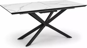 Stół rozkładany Derby 160–200 cm biały marmur – ceramika / MDF lakierowany, nowoczesny glamour