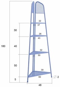 Niebieska metalowa półka narożna na balkon Garden Pleasure MWH, wys. 180 cm