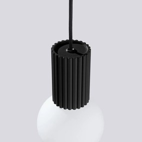 Lampa wisząca HALO 1 czarna ryflowana  SOLLUX  LIGHTING