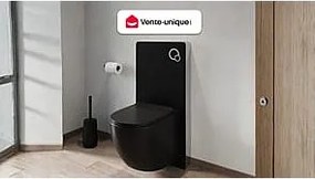 Zestaw toaleta podwieszana czarna matowa z dekoracyjnym stelażem - CLEMONA