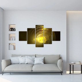 Obraz żółtej abstrakcyjnej spirali (125x70 cm)
