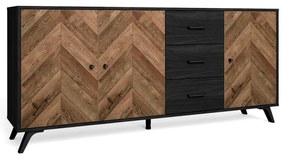 Czarno-brązowa niska komoda 181x81 cm Chevrons – Marckeric