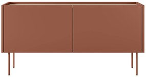 Szafka RTV Desin 120 cm z metalowymi nogami - czerwony / ceramic red / dąb nagano