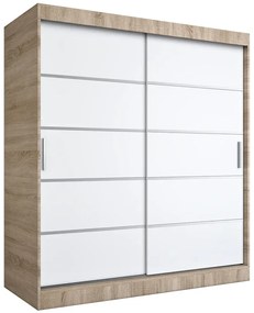 Szafa przesuwna dąb sonoma + biały 180 cm - Bohosa 5X