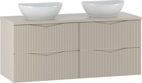 Zestaw do Łazienki 120cm Szafka Blat Umywalka Ryflowane FrontyBeż Piaskowy  Cleo