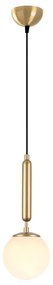 Biała/w kolorze mosiądzu lampa wisząca ze szklanym kloszem ø 15 cm King – Opviq lights