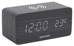 Karlsson 5933BK LED budzik/zegar z funkcją ładowania 15 cm, czarny