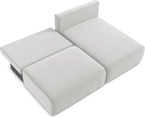 Jasnoszary aksamitny rozkładany/ze schowkiem narożnik (prawostronny/z szezlongiem) Kalena – Makamii