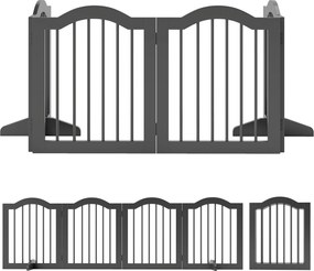 PawHut Bramka dla psa Wolnostojąca osłona z nóżkami, Składana bramka, 4 panele, 208 x 29,5 x 61 cm, Czarny