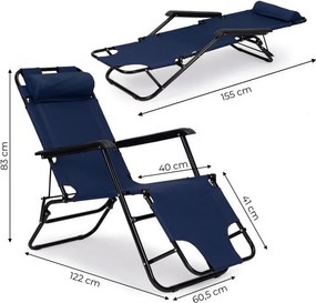 Regulowany leżak ogrodowy składany Tenero 010, niebieski