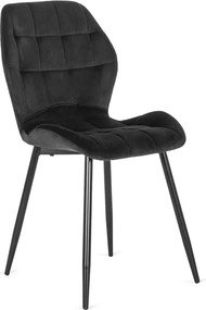 Krzesło Tapicerowane do Jadalni LUCKY Czarne Welurowe Loft