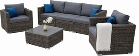 Zestaw rattanowy MALIBU dla 5 osób (szary)