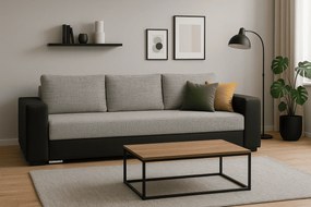 Modna sofa z funkcją spania i pojemnikiem - KAMILA, Berlin 02+ Dolaro 08, czarno-czarna