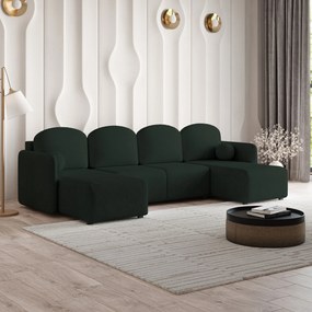 Masseno Narożnik NUBERO z funkcją spania i pojemnikiem na pościel Narozniki U, Rozkładana sofa - Zielony, NEVE 37