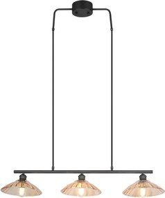 Czarno-bursztynowa metalowa lampa wisząca ze szklanym kloszem Eluna – Reality