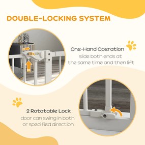 PawHut Bramka zabezpieczająca dla psów, bramka oddzielająca, bramka dla zwierząt domowych, Metal, Plastik, 74-80/87-94 cm, Biały