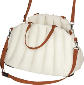 PawHut fotelik dla psów do 5 kg, 2 pasy, tkanina Oxford, poduszka, smycz, kremowo-biały