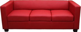 Sofa 3-osobowa Lille, sztuczna skóra, czerwona