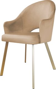Krzesło Velvet tkanina Welur noga metalowa : Kolor nogi - Złota profil, Kolor tkaniny - VELVET - MG06, Typ siedziska - Siedzisko stałe