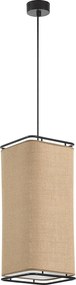 Lampa sufitowa w nowoczesnym stylu AKIRO - Szeroko?? 20 x wys. 130 cm max - klosz wys. 47 cm - E27 15W - IP20 - Stal i len - worek