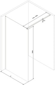 Mexen Kioto ścianka prysznicowa Walk-in 110 x 200 cm, transparent 8 mm, czarna - 800-110-101-70-00