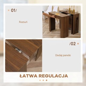 HOMCOM Stół rozkładany do jadalni nowoczesny stół kuchenny 180x85x75 cm kolor brązowy | Aosom PL