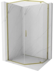 Mexen Exo kabina prysznicowa pięciokątna uchylna 100 x 90 cm, transparent, złota - 812-100-090-50-00