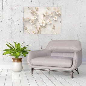 Obraz na szkle - Złoty kwiat - abstrakcja (70x50 cm)