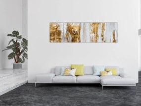 Obraz - Abstrakcja ze zotym (170x50 cm)