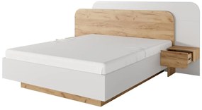 Łóżko z szafkami nocnymi 160 x 200 cm - Z oświetleniem LED - Naturalny i biały - DESADO