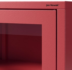 Witryna szklana do salonu wąska czerwona Modern LUIGI 500 x 1800 x 350 mm