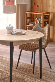 Stół rozkładany okrągły płyta dąb artisan/czarny 102-142x102x75 cm PIVOT