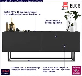 Szafka rtv na nóżkach grafitowa - Merol 5X