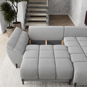 Masseno Narożnik VESTANO  z funkcją spania i pojemnikiem na pościel Narozniki L, Rozkładana sofa - Jasnoszary, QUELLE 83
