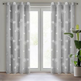 Zasłona stalowo-biała w dmuchawce 140x250 cm Sabine