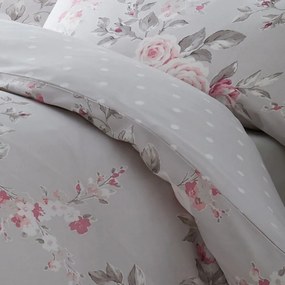 Szara pościel dwuosobowa 230x220 cm Canterbury Floral – Catherine Lansfield