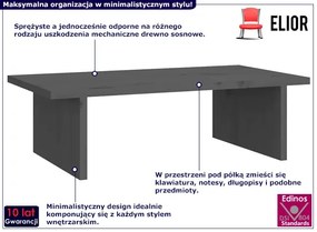 Szara podstawka pod monitor z drewna sosnowego - Glandon