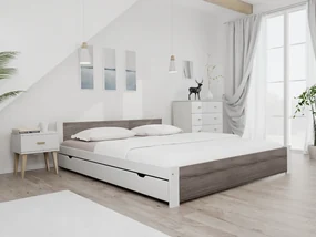 Łóżko IKAROS 160 x 200 cm, biały/dąb truflowy Stelaż: Ze stelażem listwowym rolowanym, Materac: Materac Somnia 18 cm