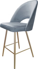 Hoker POLO krzesło barowe tkanina Welur podstawa metalowa hoker do kuchni : Kolor nogi - Złota stożek, Kolor tkaniny - VELVET - BL06, Typ siedziska - Siedzisko stałe