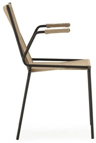 Beżowe metalowe krzesła zestaw z podłokietnikami/sztaplowane 2 szt. Emily – Marckeric