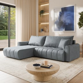 Masseno Narożnik FRIGA z funkcją spania i pojemnikiem na pościel Narozniki L, Rozkładana sofa - Szary, MONOLITH 85