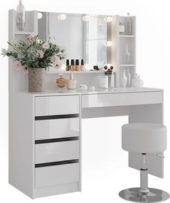 Stół do toalety biały/biały wysoki połysk 119.8x50.1x76 sherry