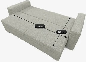 Sofa z Funkcją Spania DRAVOS Szara Boucle Japandi